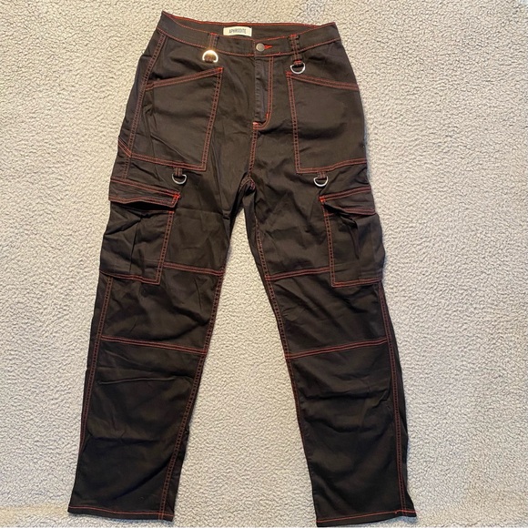 Aphrodite Black Utility Cargo Pockets Straight Leg Rave Goth Y2K Pant Women’s 5 - Picture 1 of 12